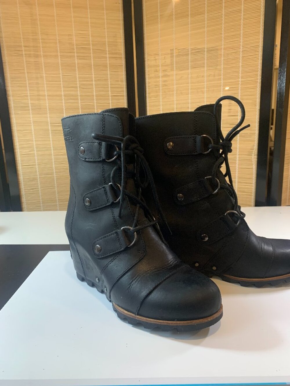 Sorel wedge leather ankle boots